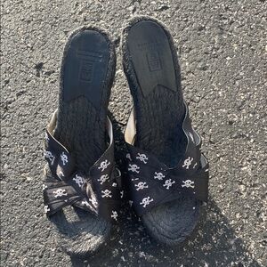 Stubbs & Wootton Black Skull-Print Crossband Slide Sandals - Women